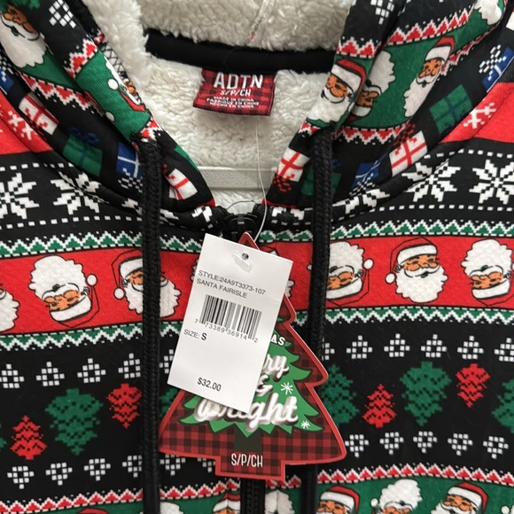ADTN Santa Fairisle Fleece Lined Hoodie Size Small NWT - Picture 2 of 4